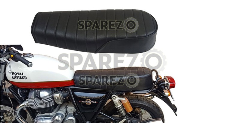 Royal Enfield Twins GT Continental and Interceptor 650 Dual Genuine Leather Seat Black - SPAREZO